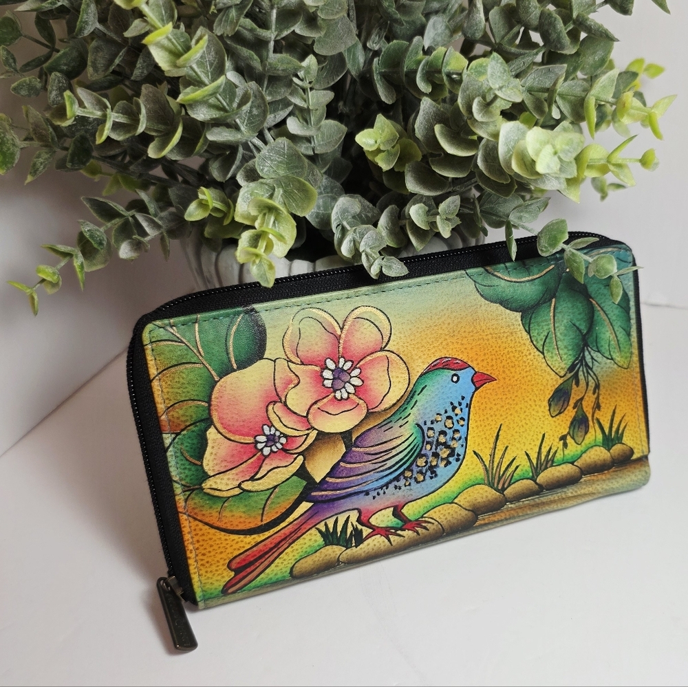 Anuschka Colorful Bird and Floral Wallet